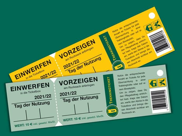 Abbildung von zwei Trekkingtickets zu 10 ind 1 Euro